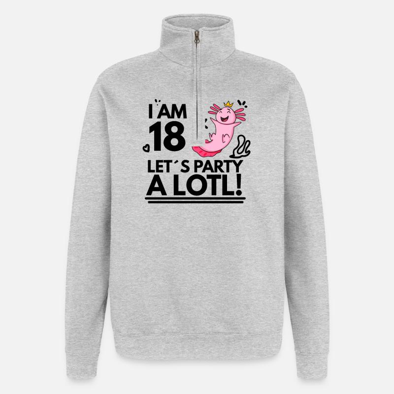 18th birthday Axolotl I'm 18 - Quarter-Zip Sweatshirt - heather grey