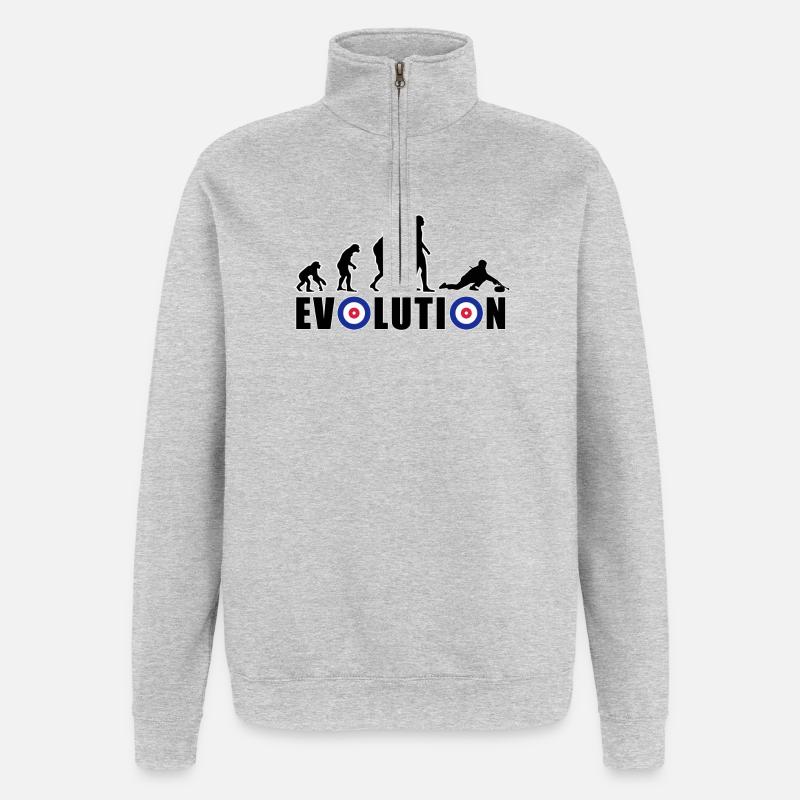 EVOLUTION CURLING Curling Gift Winter - Quarter-Zip Sweatshirt - heather grey