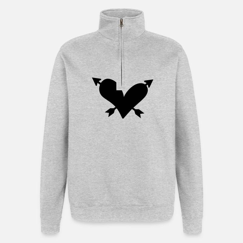 Herz Pfeil - Quarter-Zip-Sweatshirt - Grau meliert
