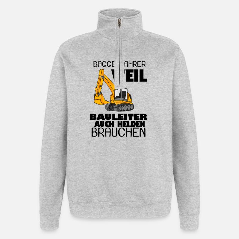 Bauleiter Held Baggerfahrer Spruch - Quarter-Zip-Sweatshirt - Grau meliert