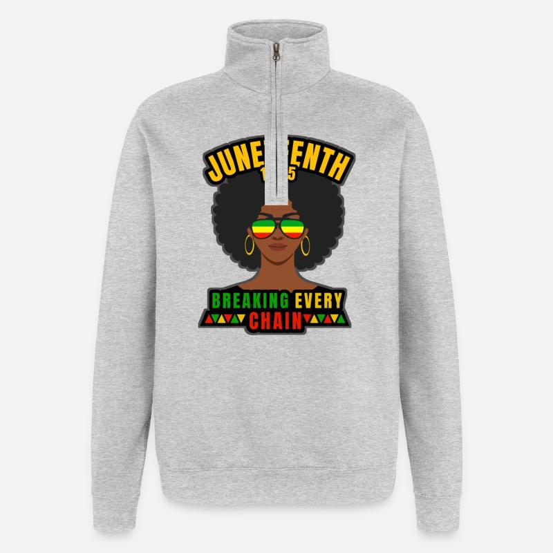 Juneteenth Afro - Sweat à zip 1/4 - gris chiné