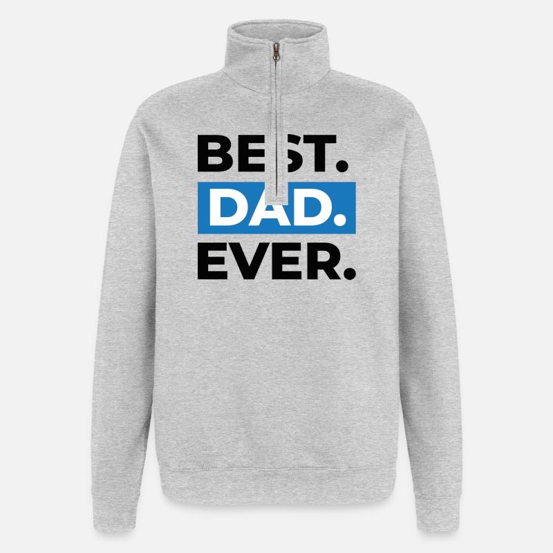 Best Dad Ever Geschenk - Quarter-Zip-Sweatshirt - Grau meliert