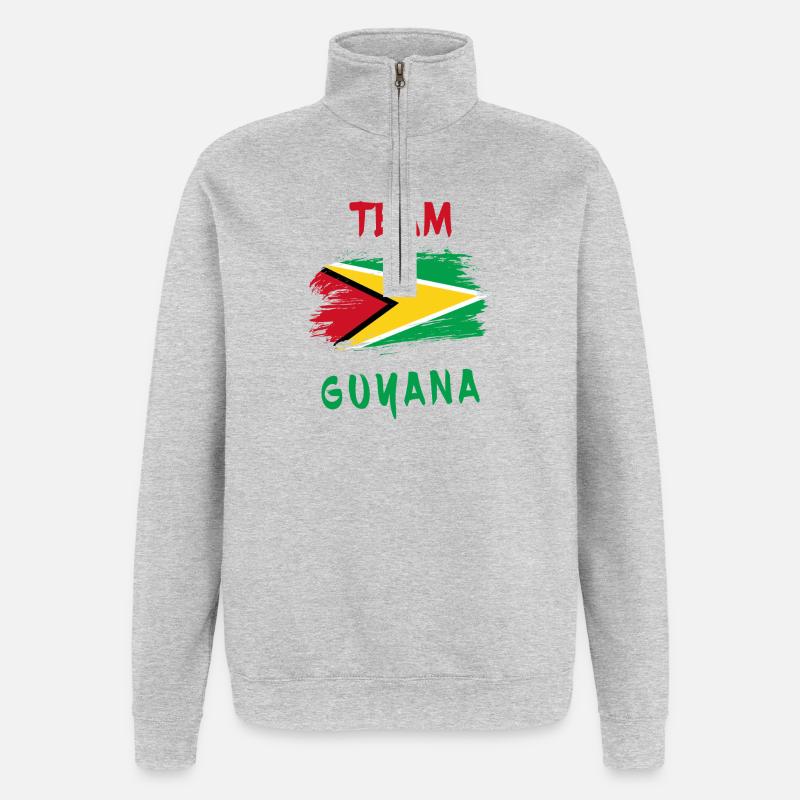 Drapeaux de l'équipe Guyane - Sweat à zip 1/4 - gris chiné