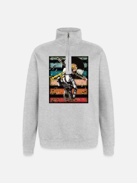 Astronaut Music Vinyl Art - Quarter-Zip Sweatshirt - heather grey