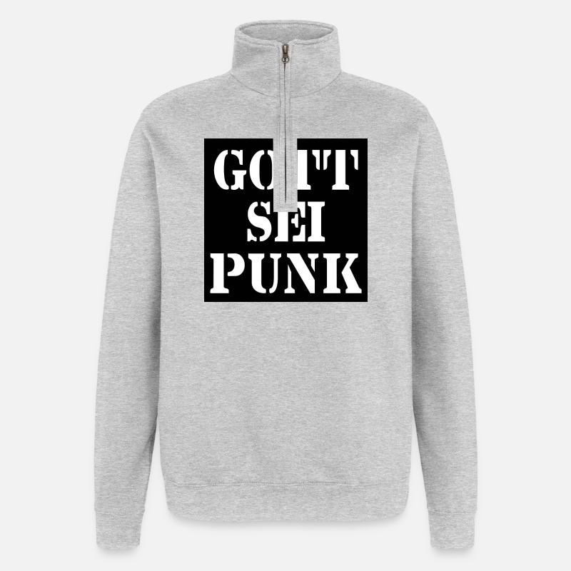 Gott sei Punk - Quarter-Zip-Sweatshirt - Grau meliert