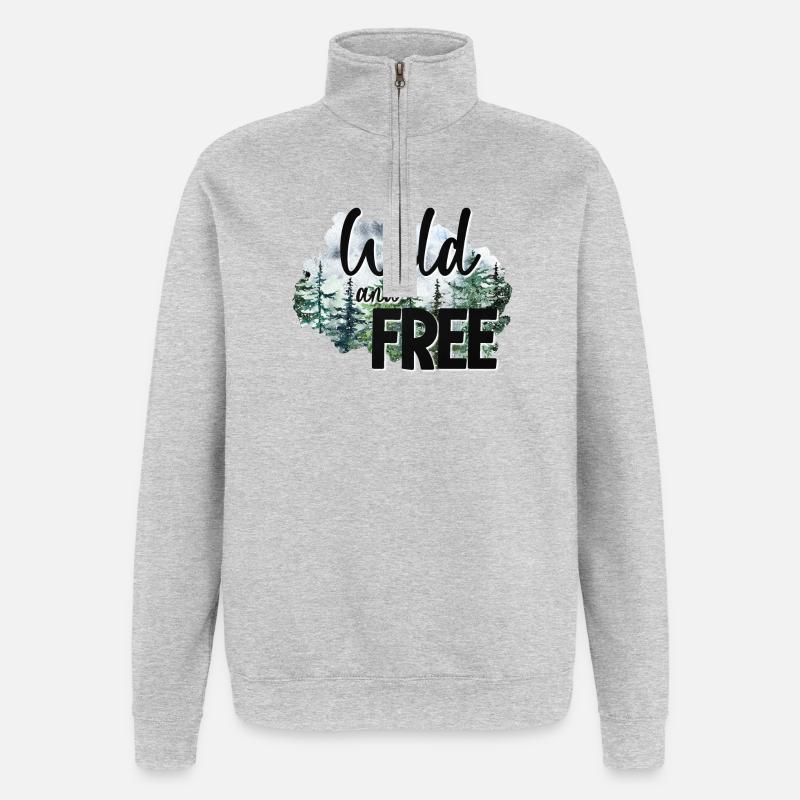 Wild und frei - Quarter-Zip-Sweatshirt - Grau meliert