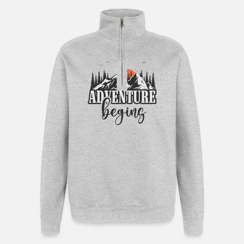Das Abenteuer beginnt - Quarter-Zip-Sweatshirt - Grau meliert