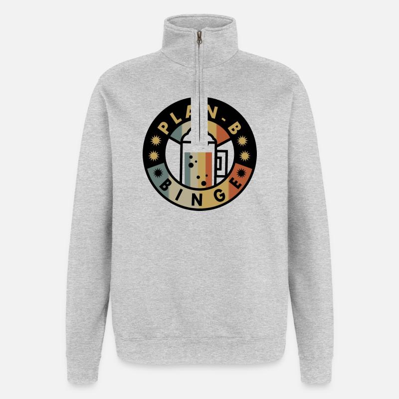 Plan B Boozing - Quarter-Zip Sweatshirt - heather grey