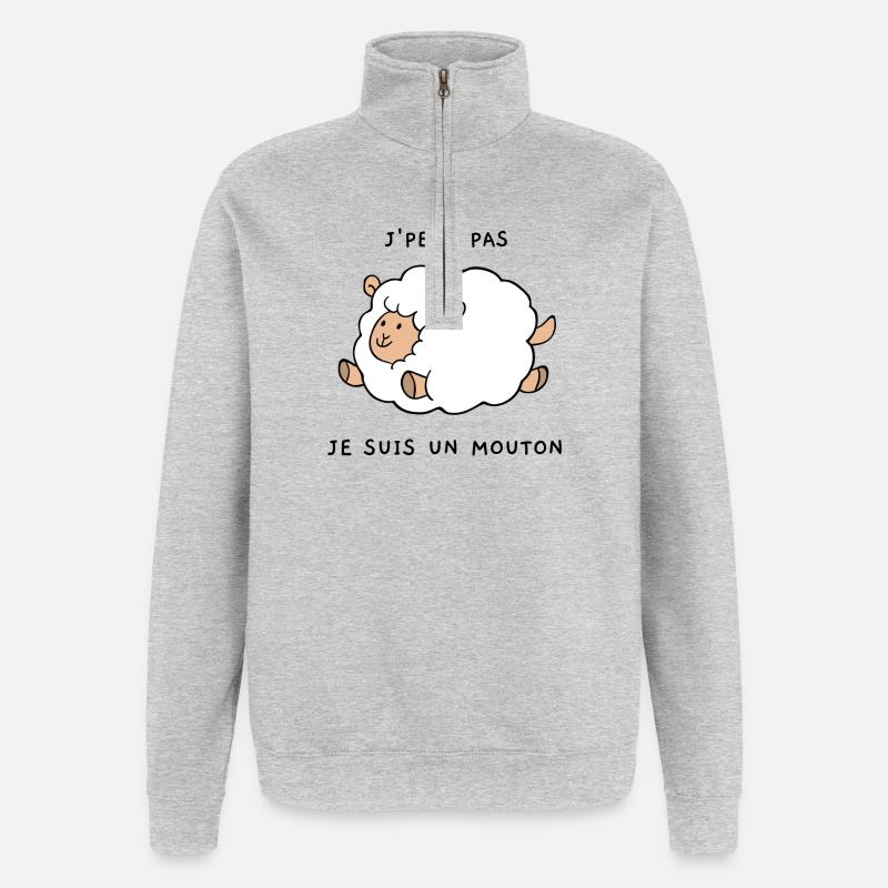 J'peux pas je suis un mouton - Sweat à zip 1/4 - gris chiné