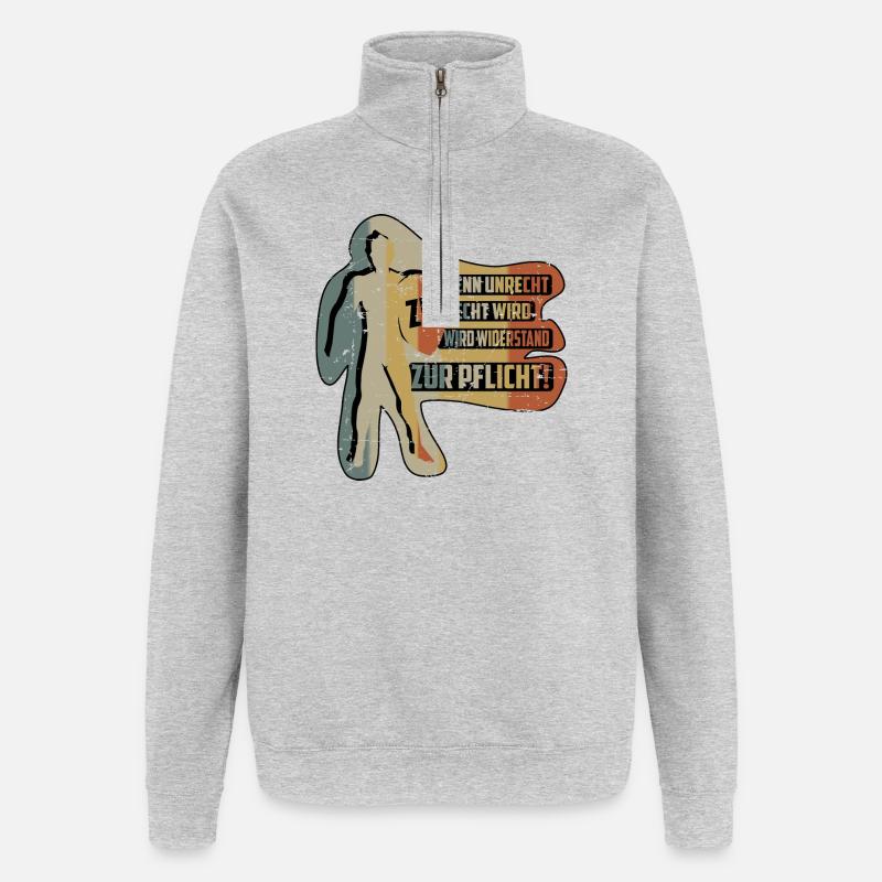 QUAND L’INJUSTICE DEVIENT JUSTE - Sweat à zip 1/4 - gris chiné