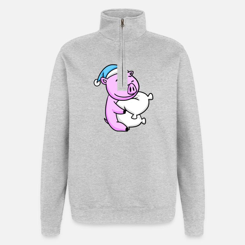Schwein - Quarter-Zip-Sweatshirt - Grau meliert