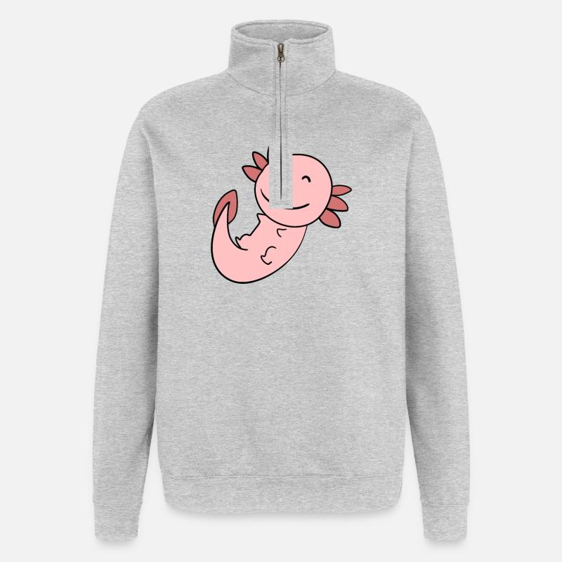 Süßes Axolotl Rosa - Quarter-Zip-Sweatshirt - Grau meliert