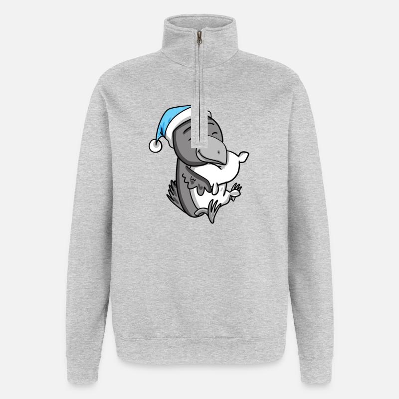 Bébé corbeau - Sweat à zip 1/4 - gris chiné