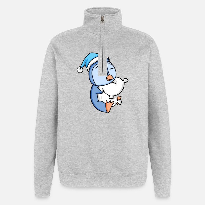 Bébé pingouin - Sweat à zip 1/4 - gris chiné