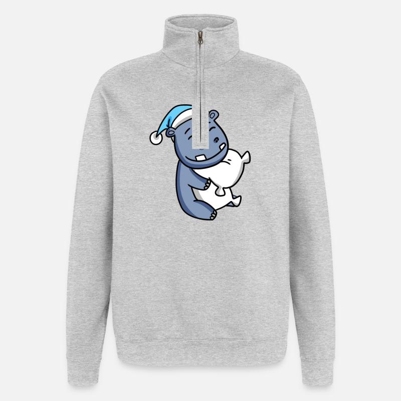 Bébé Hippo - Sweat à zip 1/4 - gris chiné
