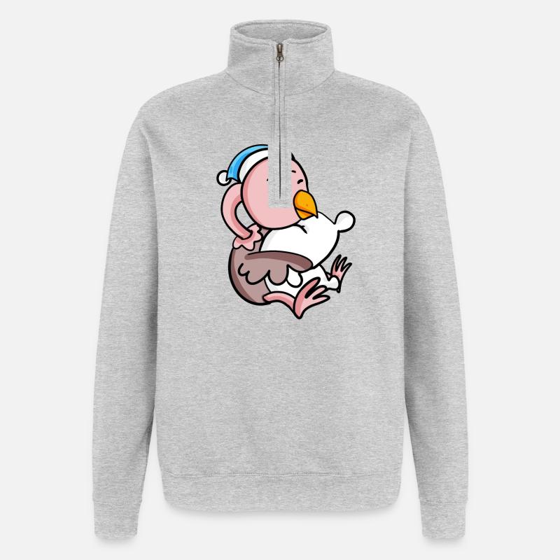 Bébé autruche - Sweat à zip 1/4 - gris chiné