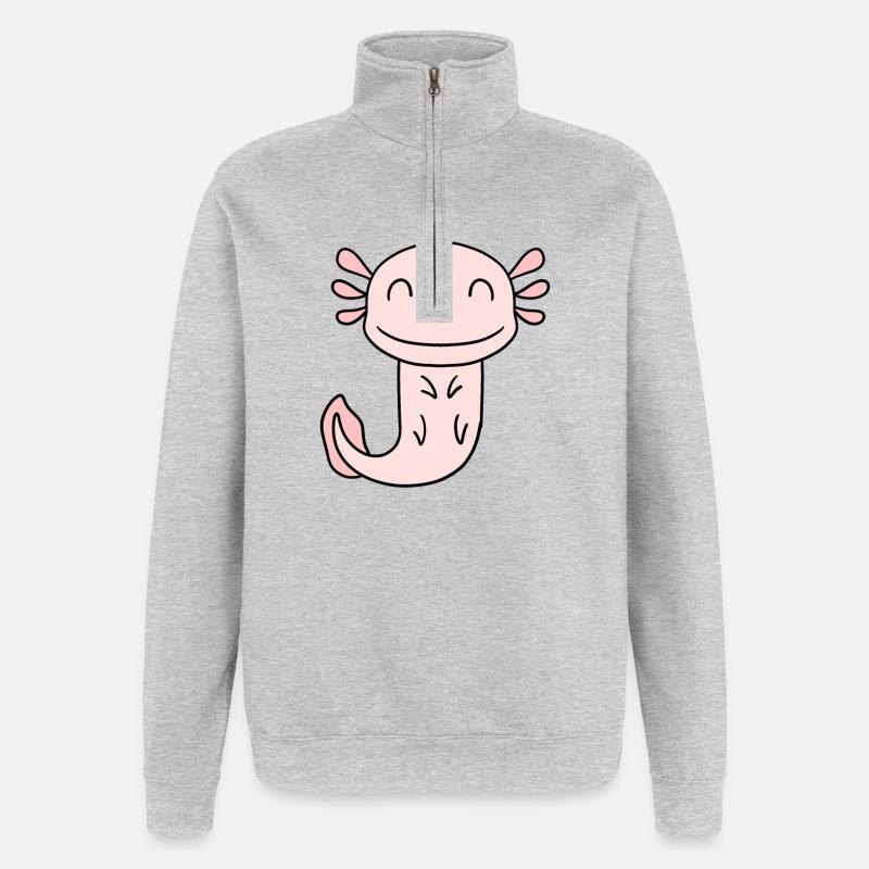 Axolotl - Sweat à zip 1/4 - gris chiné