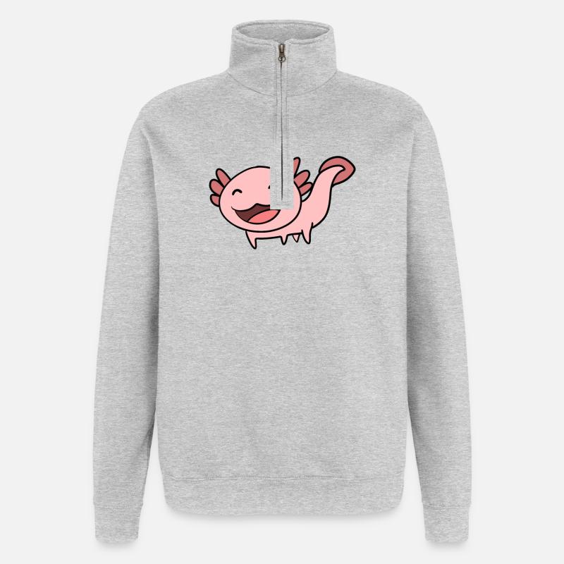 Axolotl Rose Doux - Sweat à zip 1/4 - gris chiné