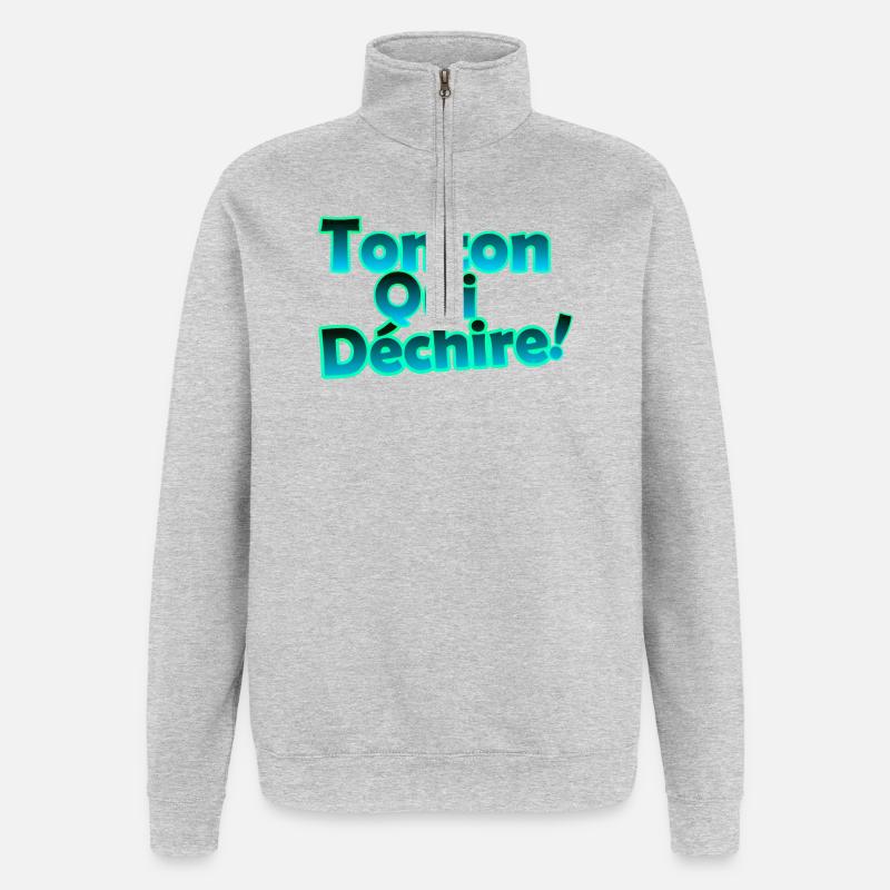 Tonton qui déchire - Sweat à zip 1/4 - gris chiné