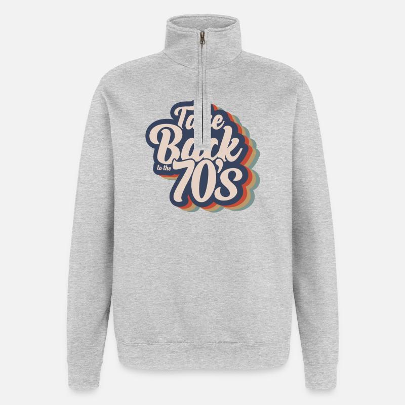 Ramenez-moi dans les années 70 - Sweat à zip 1/4 - gris chiné
