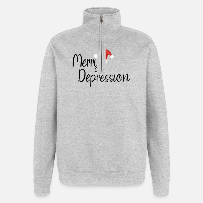 Joyeuse dépression - Sweat à zip 1/4 - gris chiné