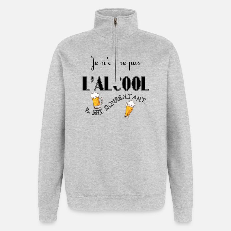 N'abuser pas de l'Alcool - Sweat à zip 1/4 - gris chiné