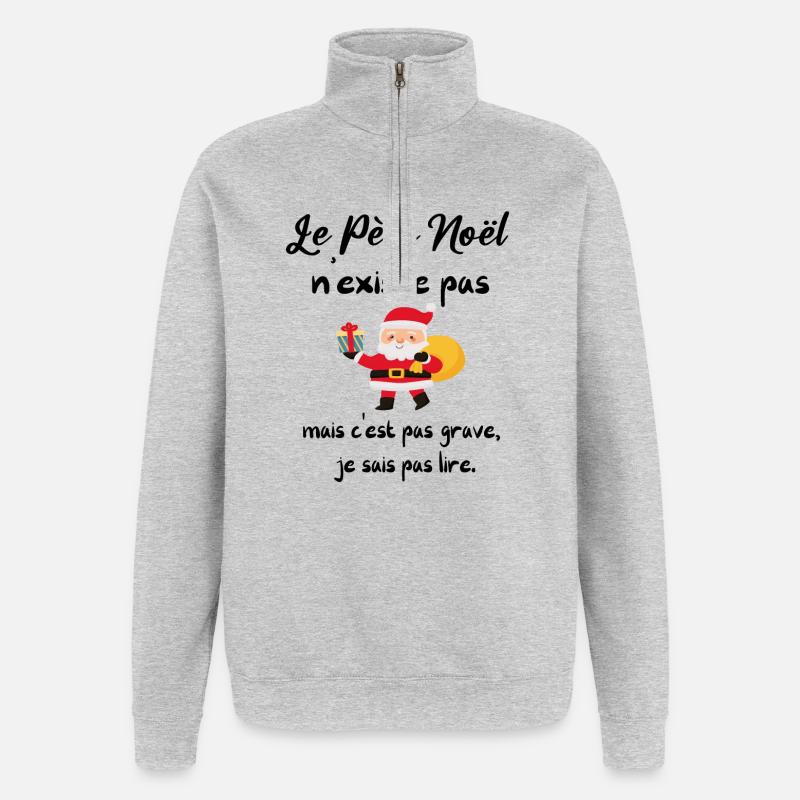 Der Weihnachtsmann existiert nicht - Quarter-Zip-Sweatshirt - Grau meliert