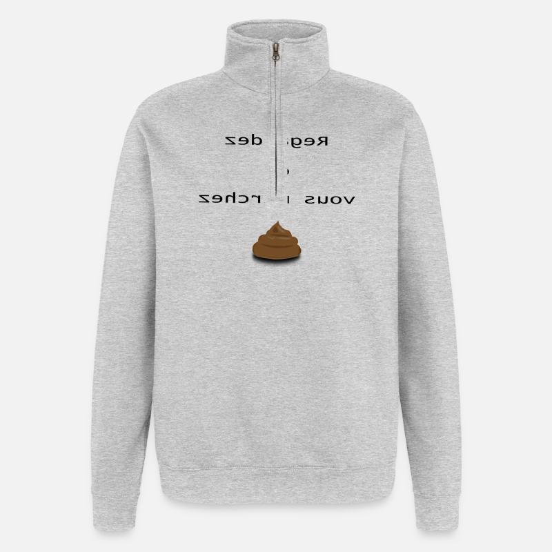 regardez où vous marchez - Sweat à zip 1/4 - gris chiné