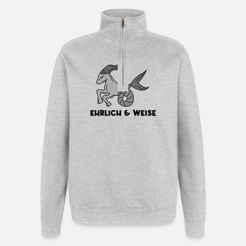 Steinbock Horoskop Statement Tierkreiszeichen - Quarter-Zip-Sweatshirt - Grau meliert