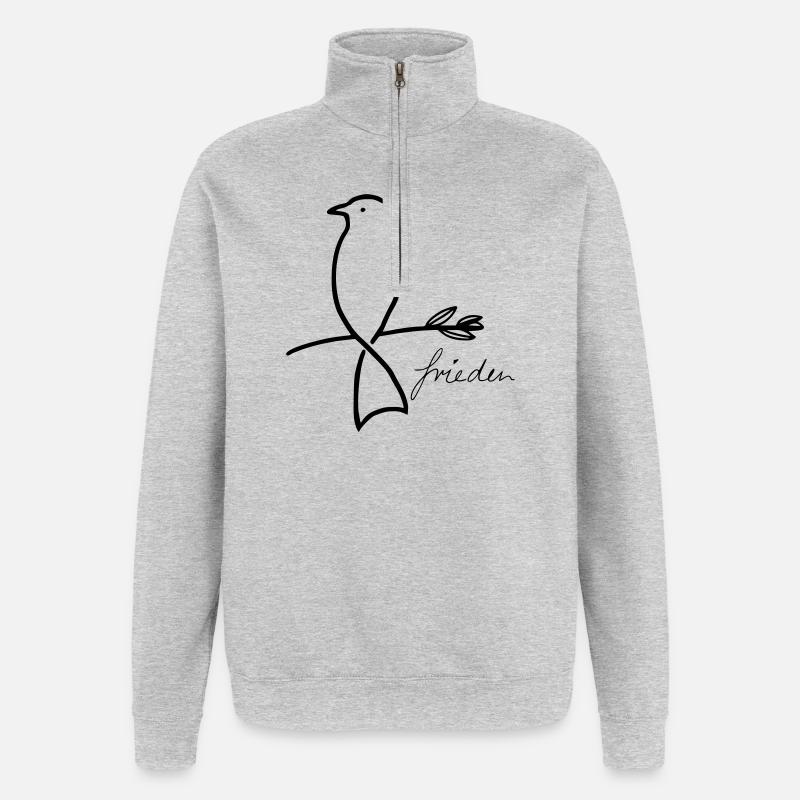 Paix - Sweat à zip 1/4 - gris chiné