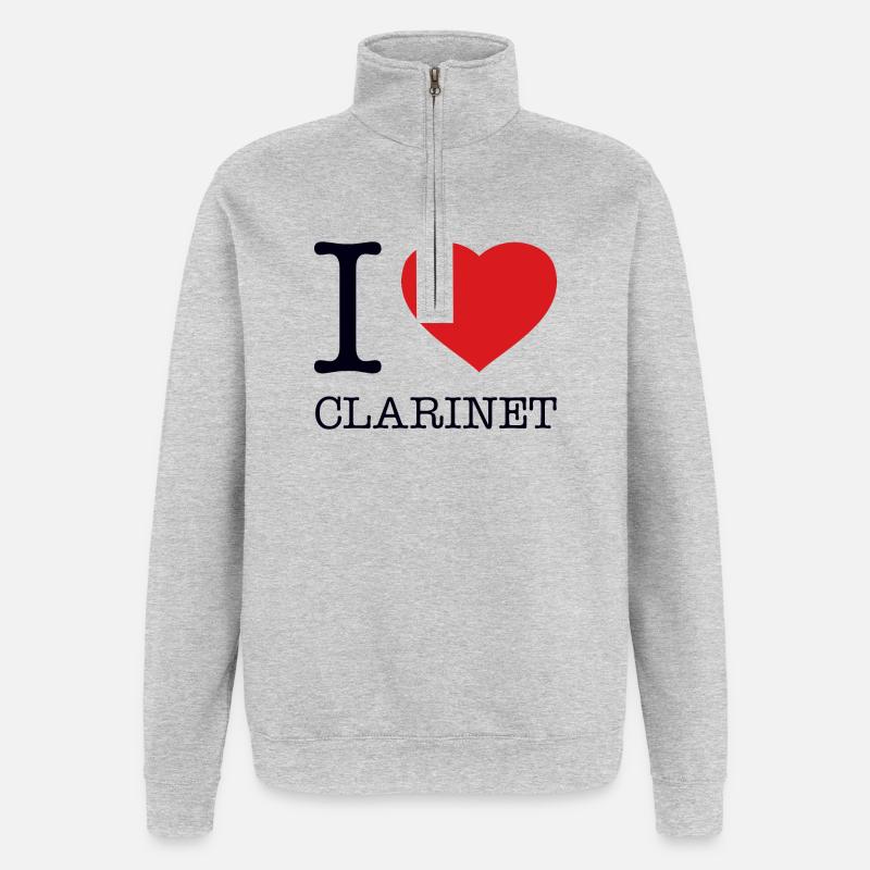 J’AIME LA CLARINETTE Klarinette - Sweat à zip 1/4 - gris chiné