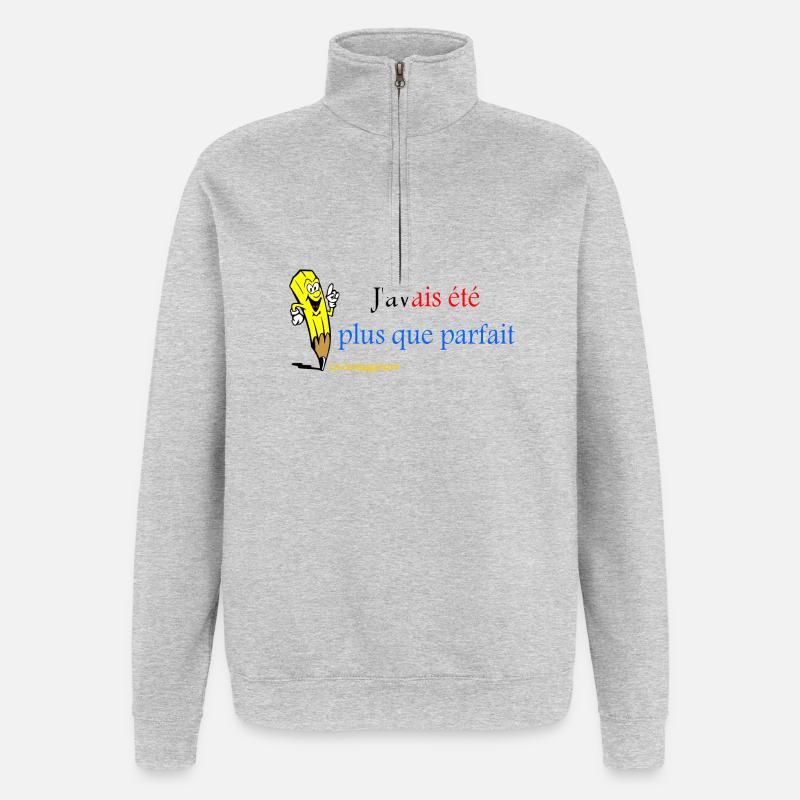 plus que parfait - Sweat à zip 1/4 - gris chiné