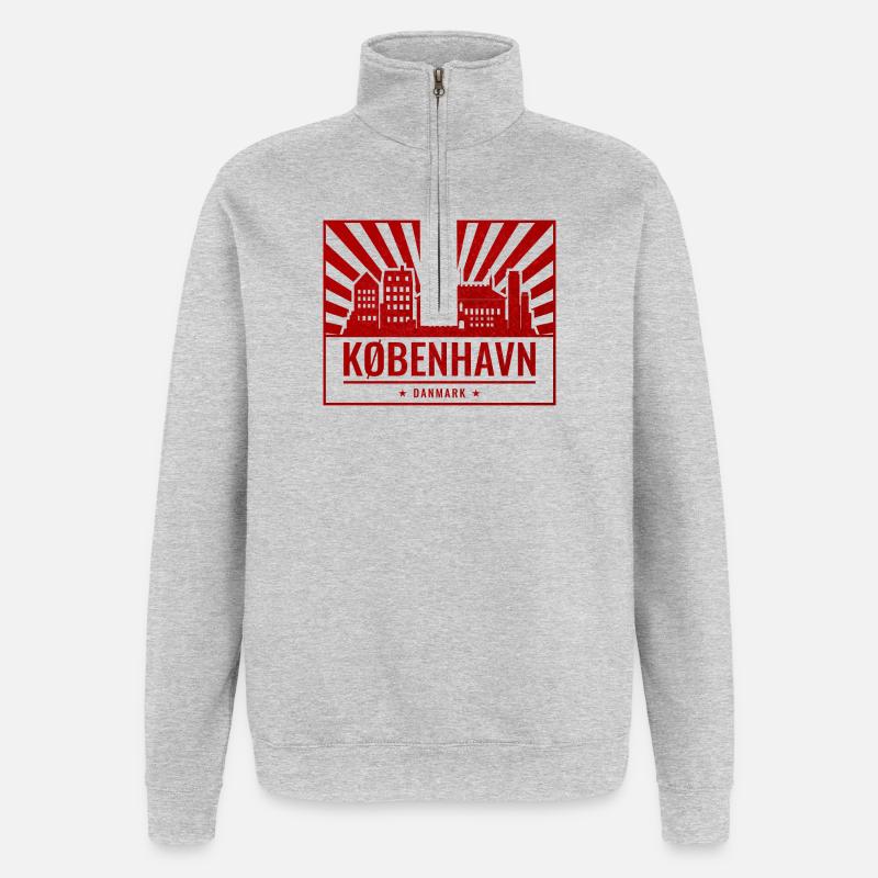 Horizon de Copenhague - Sweat à zip 1/4 - gris chiné