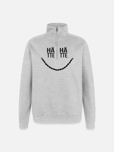 hätte hätte fahrradkette - Quarter-Zip-Sweatshirt - Grau meliert