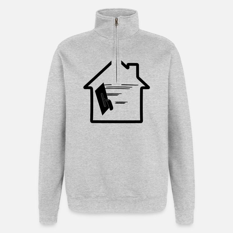 Maison de plâtrier - Sweat à zip 1/4 - gris chiné