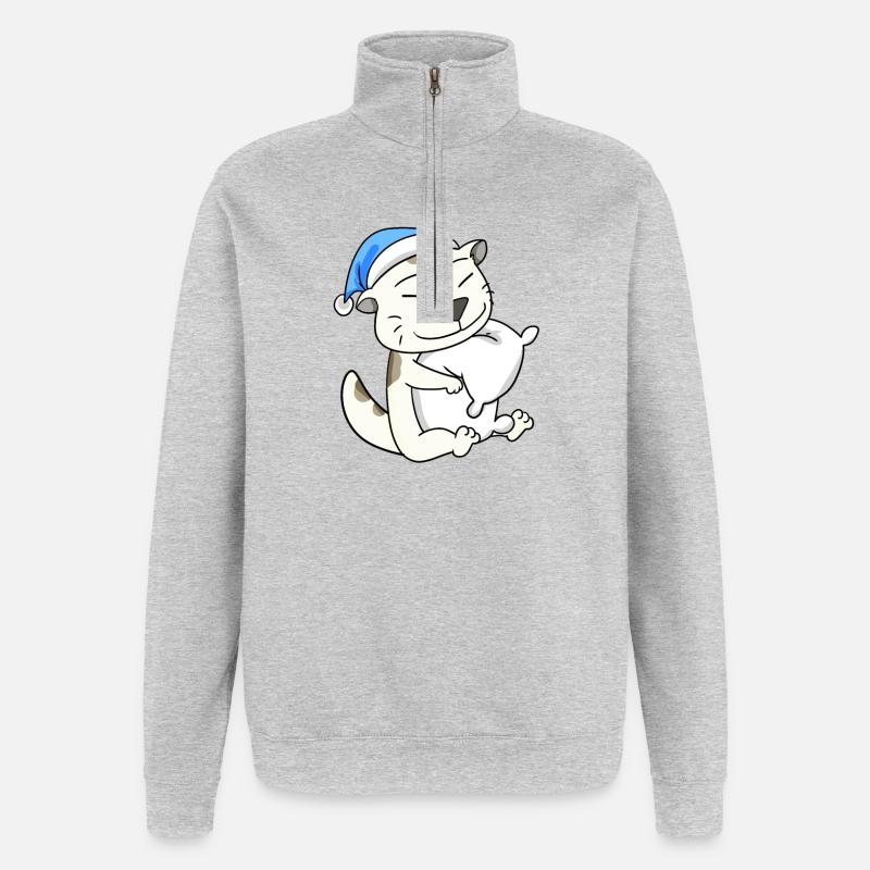 Katze Katzenrasse Devon Rex - Quarter-Zip-Sweatshirt - Grau meliert