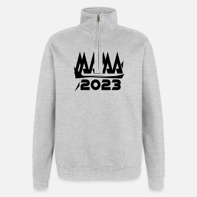 Maman 2023 Mère Grossesse Enceinte - Sweat à zip 1/4 - gris chiné