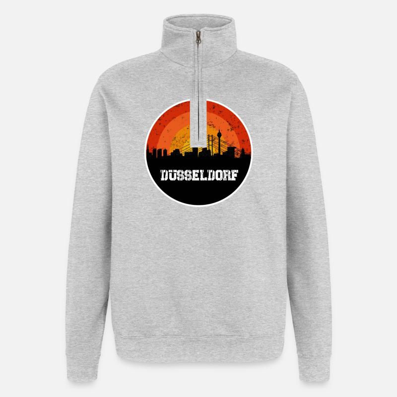 Skyline Düsseldorf - Quarter-Zip-Sweatshirt - Grau meliert
