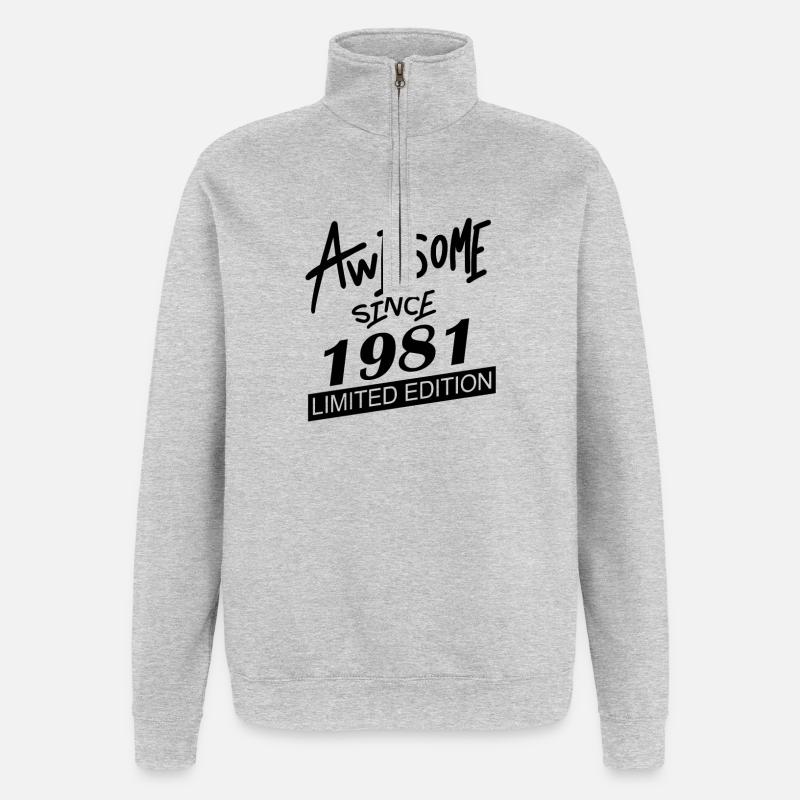 1981 - Né en 1981 - Sweat à zip 1/4 - gris chiné