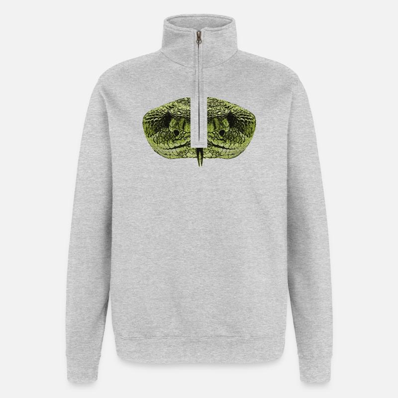 beste reptilien tees, schlangengesicht - Quarter-Zip-Sweatshirt - Grau meliert