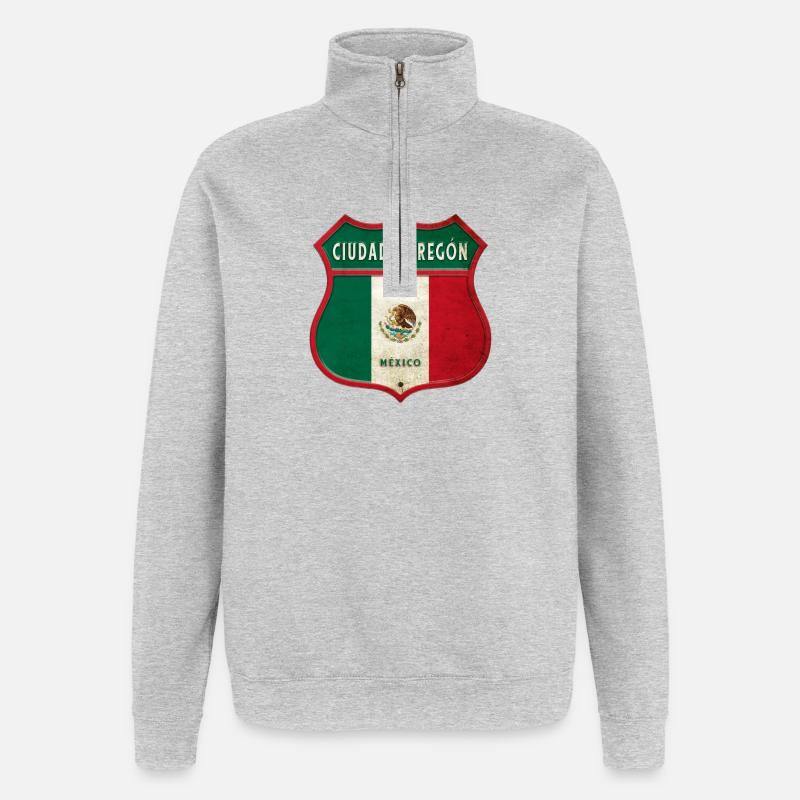 Ciudad Obregón Mexiko Wappen Design - Quarter-Zip-Sweatshirt - Grau meliert