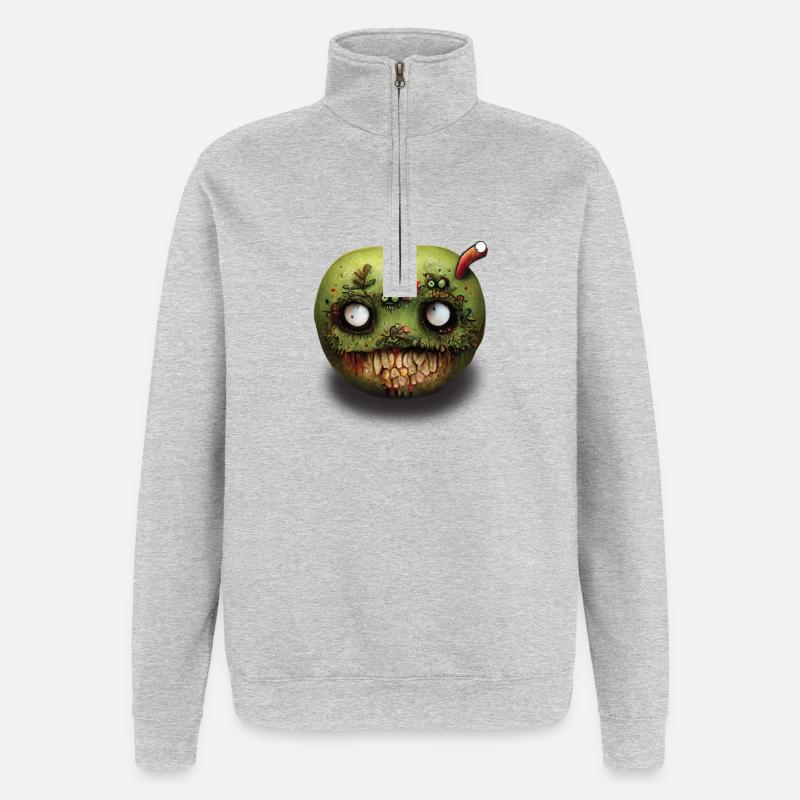 Zombie Apfel Fallobst - Quarter-Zip-Sweatshirt - Grau meliert
