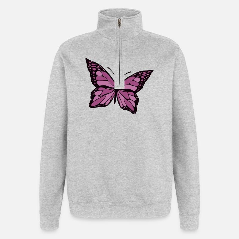 Schmetterling - Quarter-Zip-Sweatshirt - Grau meliert