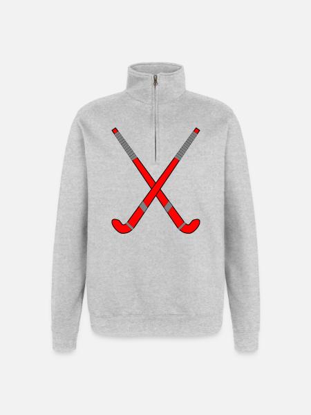 Feldhockeyschläger gekreuzt - Quarter-Zip-Sweatshirt - Grau meliert