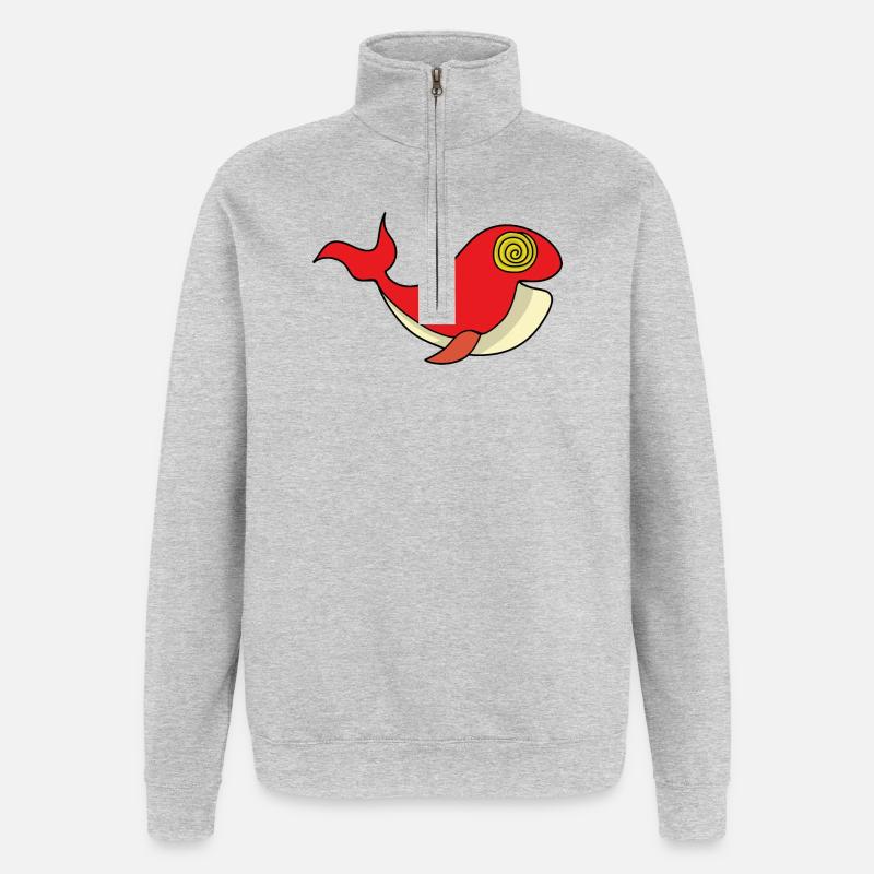 Whale with hypnotizing gaze - Quarter-Zip Sweatshirt - heather grey