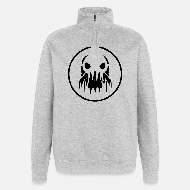 Logo Zombie Alien - Sweat à zip 1/4 - gris chiné
