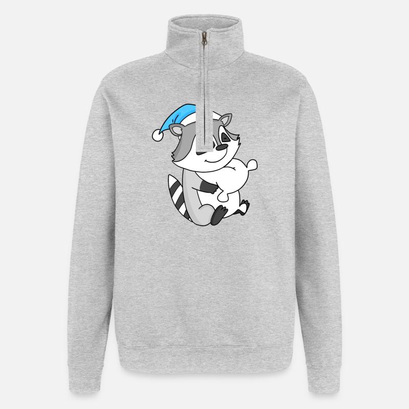 Bébé raton laveur - Sweat à zip 1/4 - gris chiné