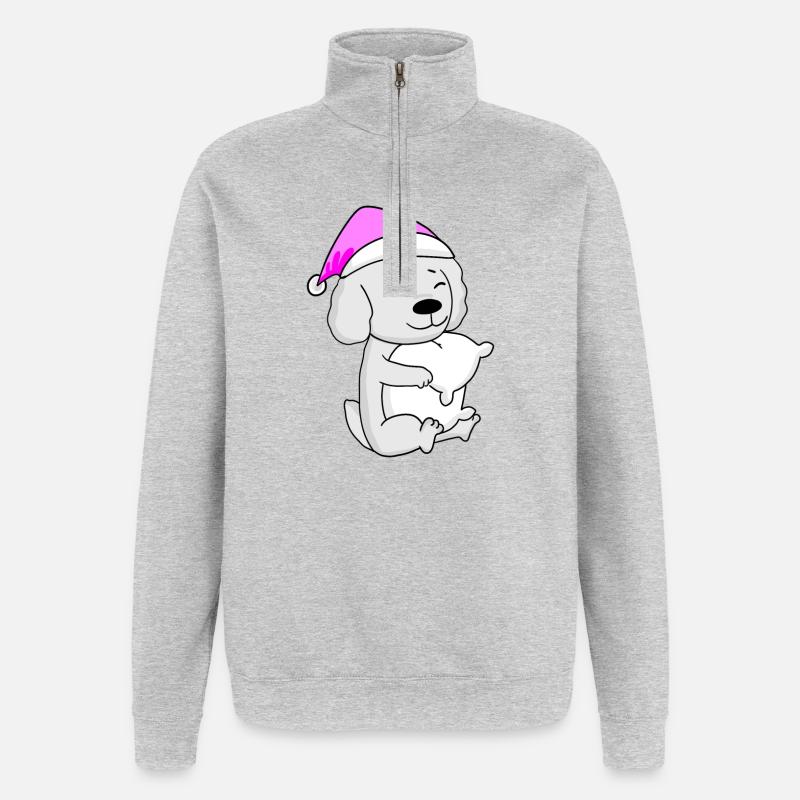 Chien race de chien Malteser - Sweat à zip 1/4 - gris chiné