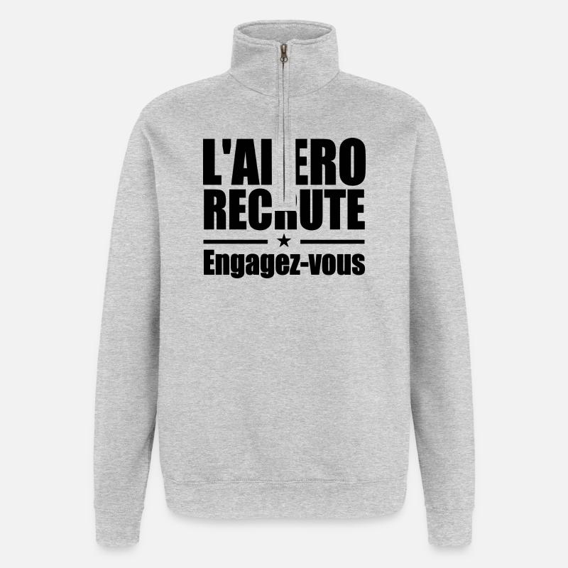 L'apéro recrute Engagez-vous - Sweat à zip 1/4 - gris chiné