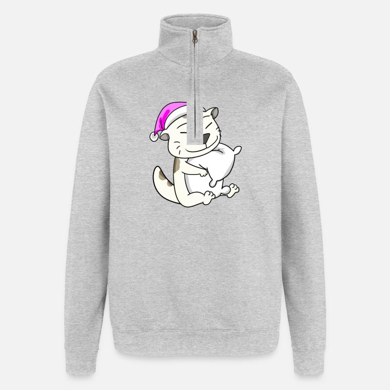 Katze Katzenrasse Devon Rex - Quarter-Zip-Sweatshirt - Grau meliert